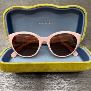 Gucci Blush/ Pale Pink Gold/Brown 56mm Cat-Eye Sunglasses